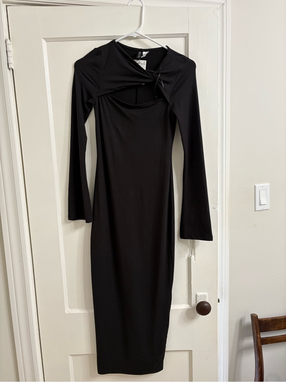 H&M Black Long-Sleeve Cutout Maxi Dress